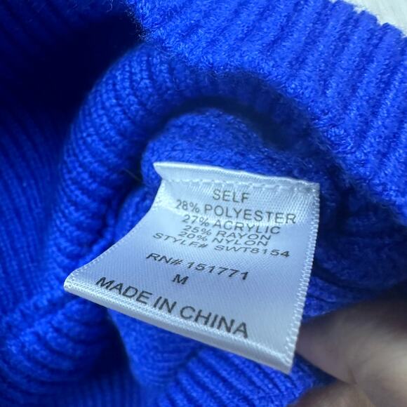 Le Lis Royal Blue Shawl Collar Crossover Pullover Cropped Knit Sweater Medium - Picture 13 of 14